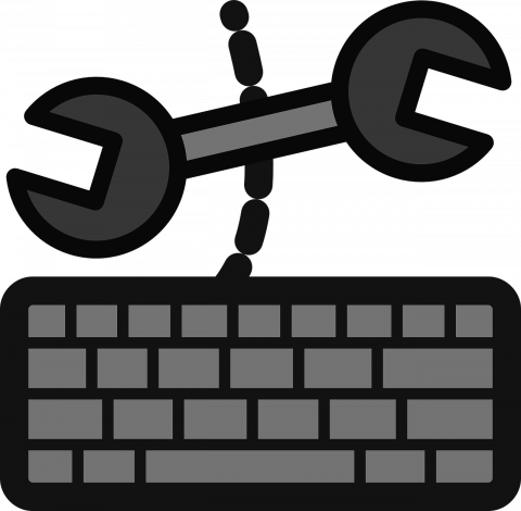 wrench and a keyboard
