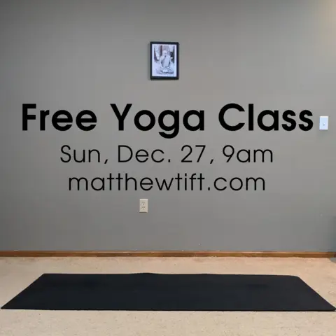 Yoga mat with a free yoga class on December 27