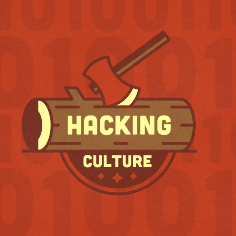 Hacking Culture logo featuring an axe and a log